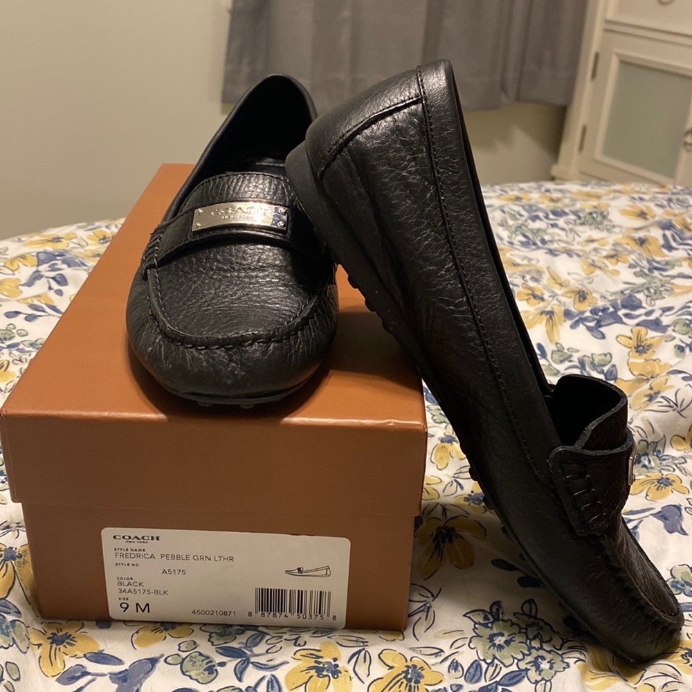 Gently used. Coach loafers, black, size 9M.